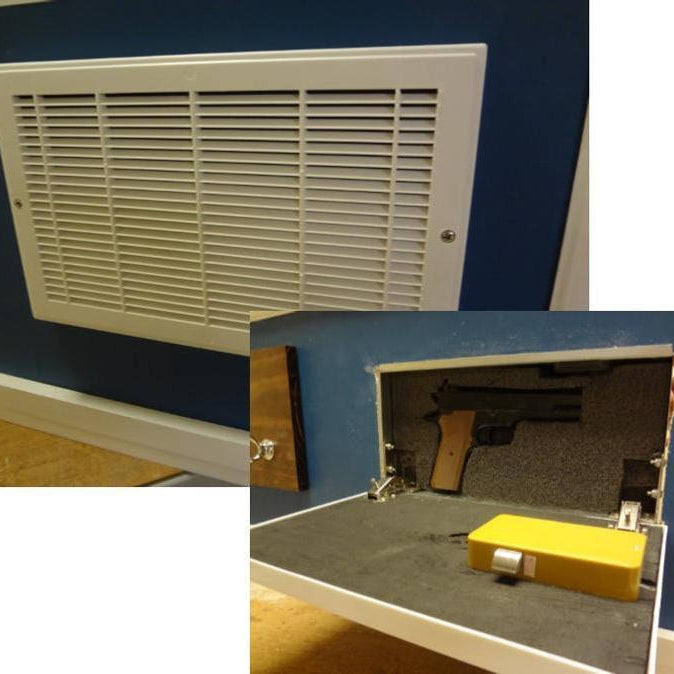 Hidden Compartment for Gun Storage with RFID lock in a fake Wall Vent