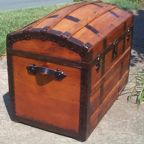 Antique Trunk (1873) with Hidden Compartments under Lid - Concealment furniture and gun concealment furniture to hide your money, pistol, rifle or other weapons, keep guns safe away from kids with hidden compartment furniture -Secret Stashing