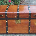 1800s Jenny Lind Restored Antique Trunk w Hidden Compartment - Concealment furniture and gun concealment furniture to hide your money, pistol, rifle or other weapons, keep guns safe away from kids with hidden compartment furniture -Secret Stashing