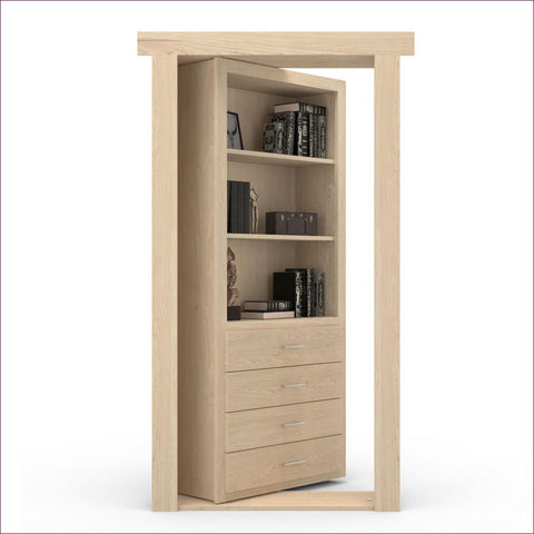 Maple Unfinished Right-Hand Inswing Hidden Door - Concealment furniture and gun concealment furniture to hide your money, pistol, rifle or other weapons, keep guns safe away from kids with hidden compartment furniture -Secret Stashing